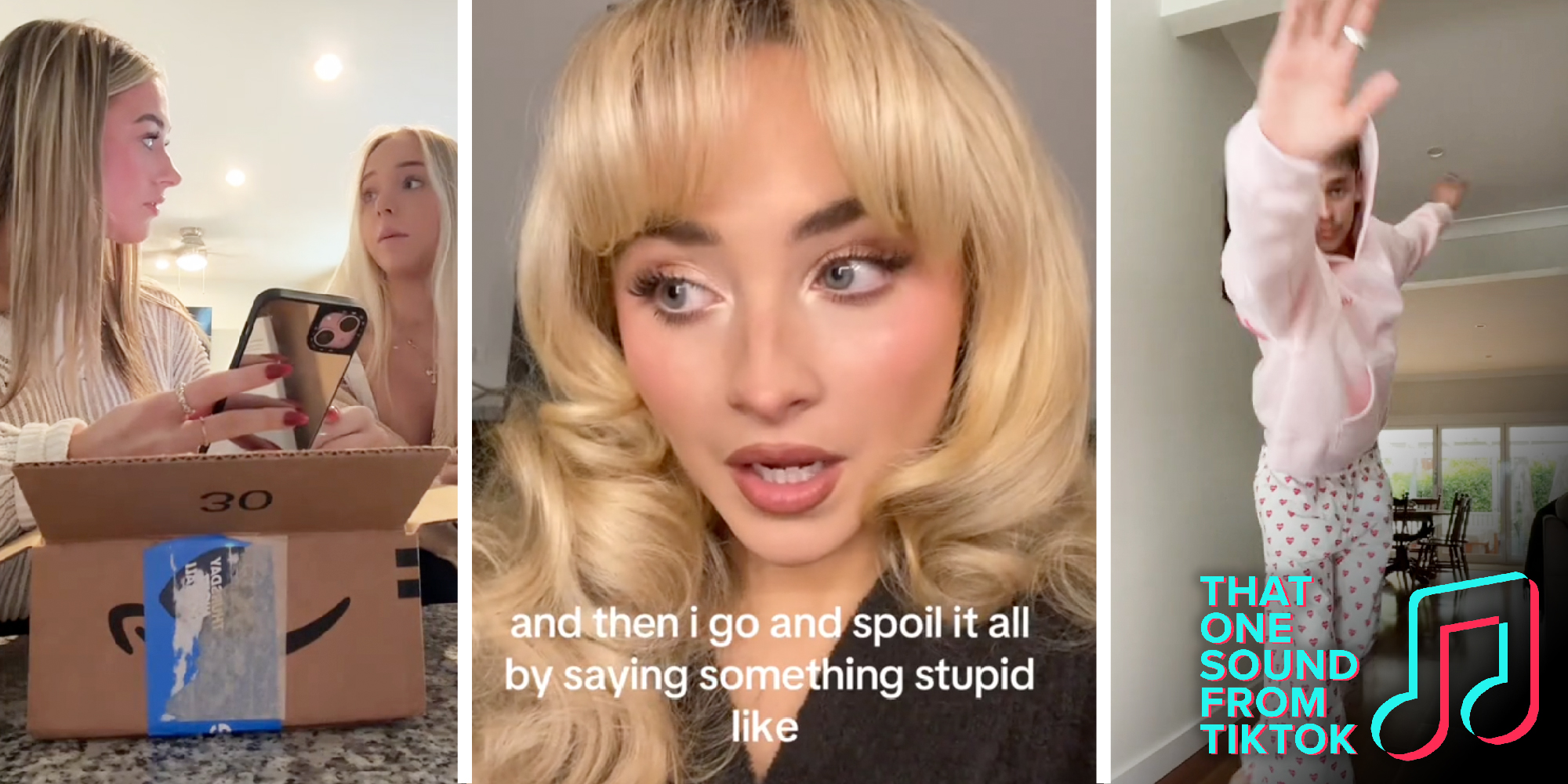 3 panel image from different TikTok accounts.