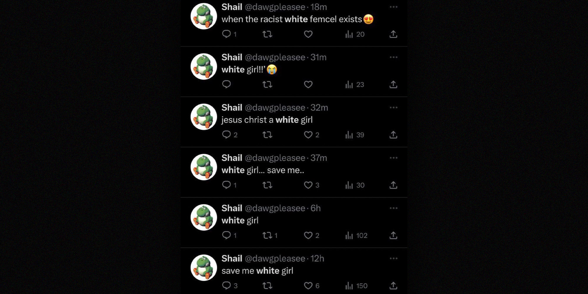 White Girl Save Meme; Screenshot of Tweets from X