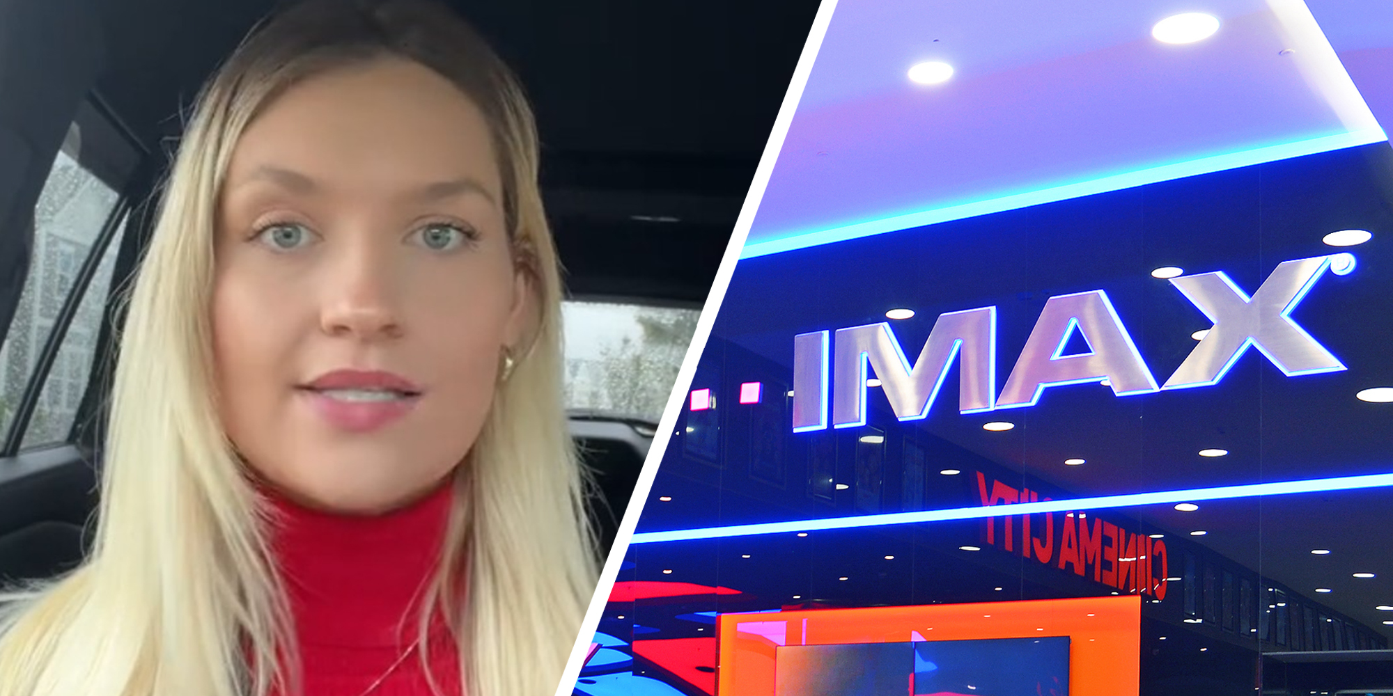 IMAX movie customer sharing her experience(r) IMAX SIGN(R)