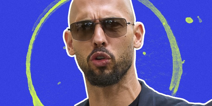 Andrew Tate on abstract background