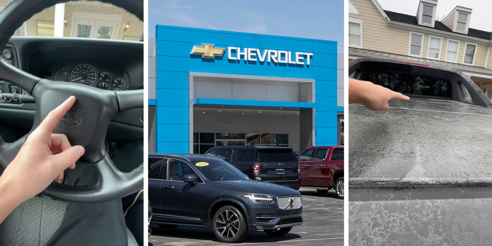 Chevy Steering wheel(l) Chevrolet dealer(c) Chevrolet rear panel(r)