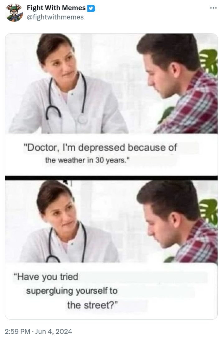 Depression meme of a man with a doctor.