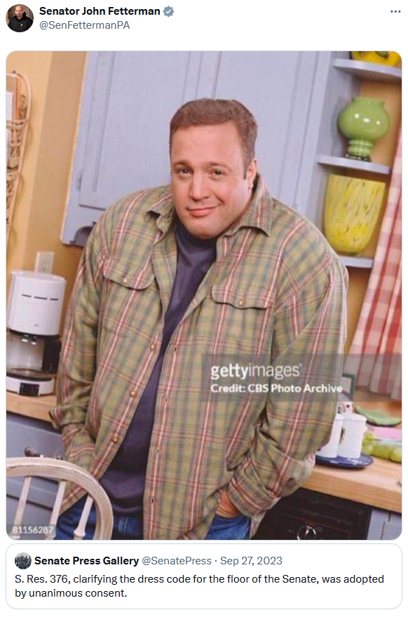 John Fetterman tweet posting the viral photo of the "King of Queens" star.