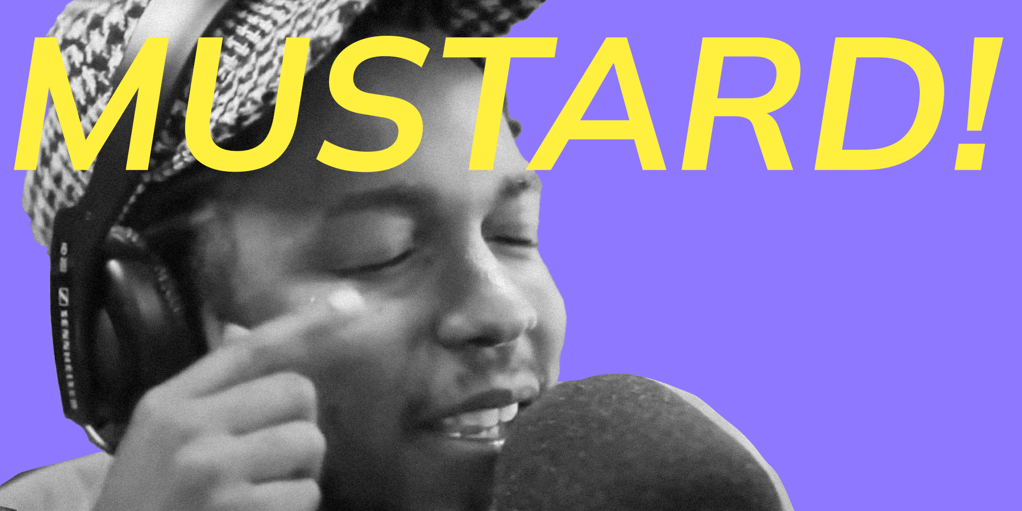 Kendrick Lamar in the studio with text over, "Mustard!"