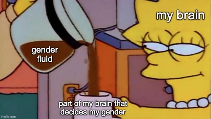 gender fluid lisa simpson coffee meme