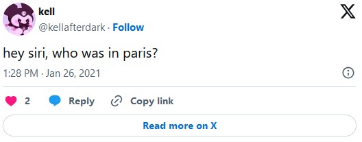 hey siri who was in paris