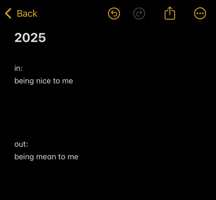 New year memes, text reads, "2025: in: being nice to me, out: being mean to me"