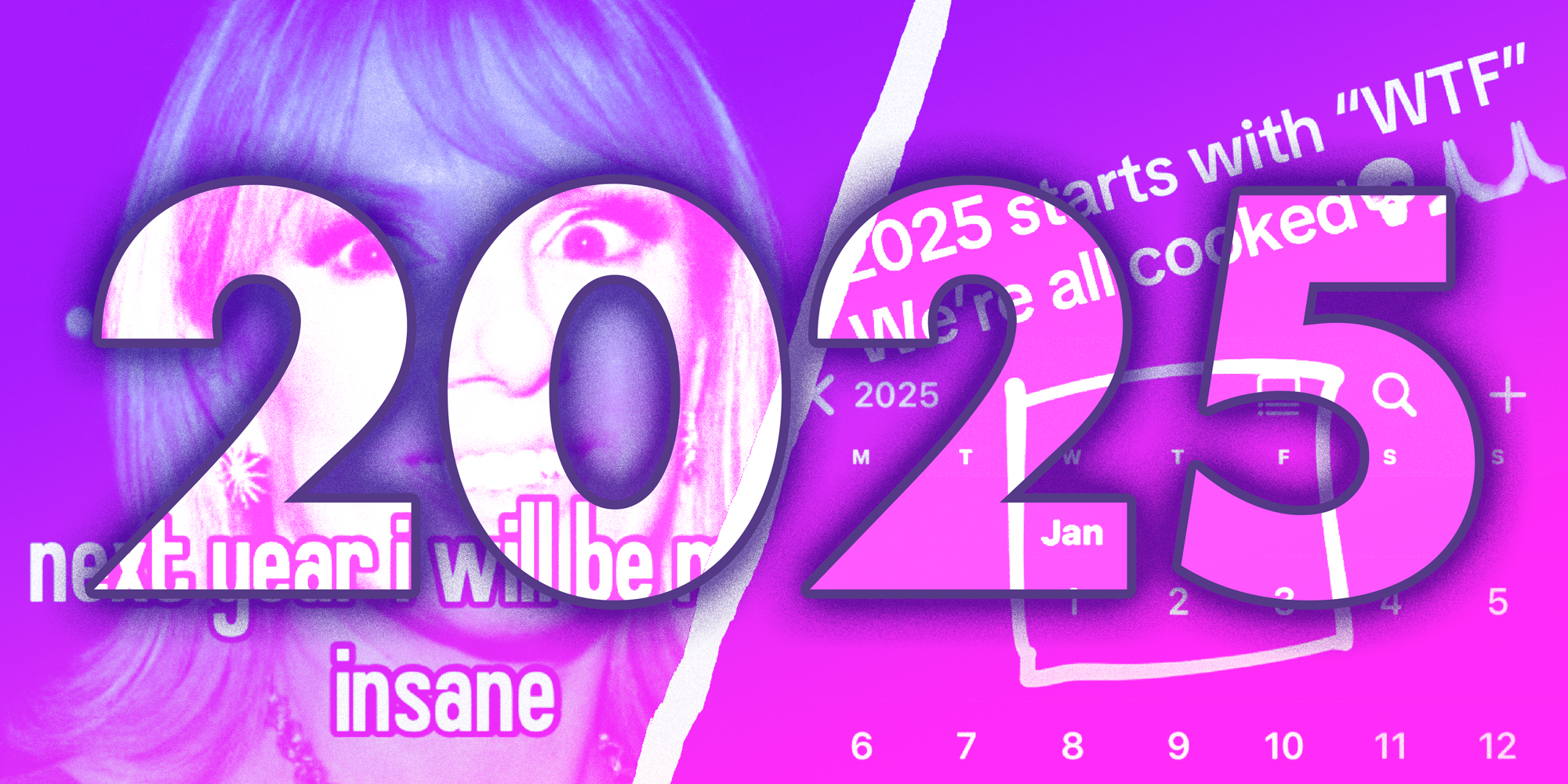 photo collage of memes about the beginning of 2025.