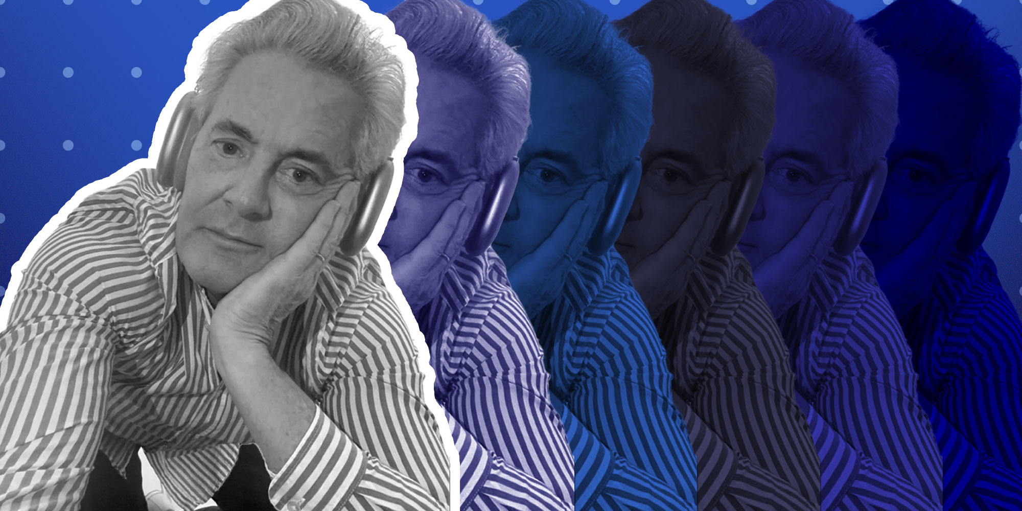 Design featuring Kyle Maclachlan with images of himself multiplying behind him