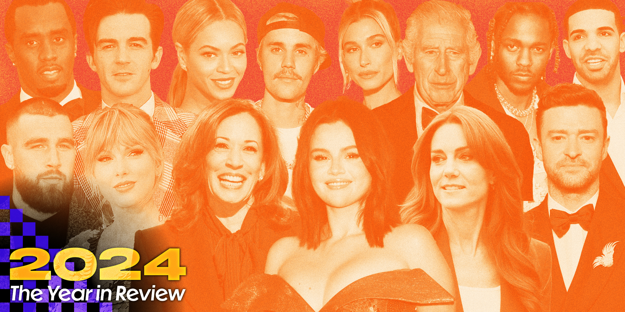 P Diddy, Drake Bell, Beyonce, Justin Beiber, Hailey Beiber, Prince Charles, Kendrick Lamar, Drake, Justin Timberlake, Kate Middleton,Selena Gomez, Kamal Harris, Taylor Swift, Travis Kelce