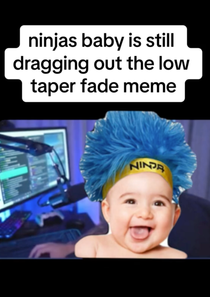 A TikTok screengrab of a baby with a lower taper fade.
