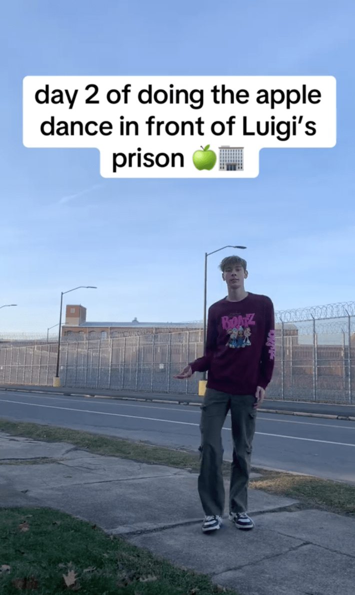 A still of Adamlicious's second video outside of Luigi's prison