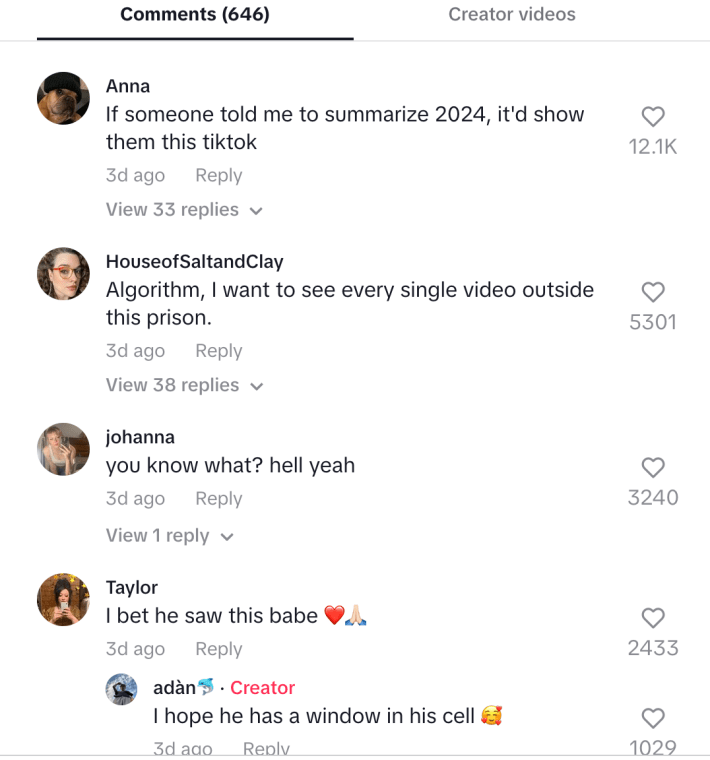 Comments from Adan's 1st video doing the "Apple" Dance outside of prison