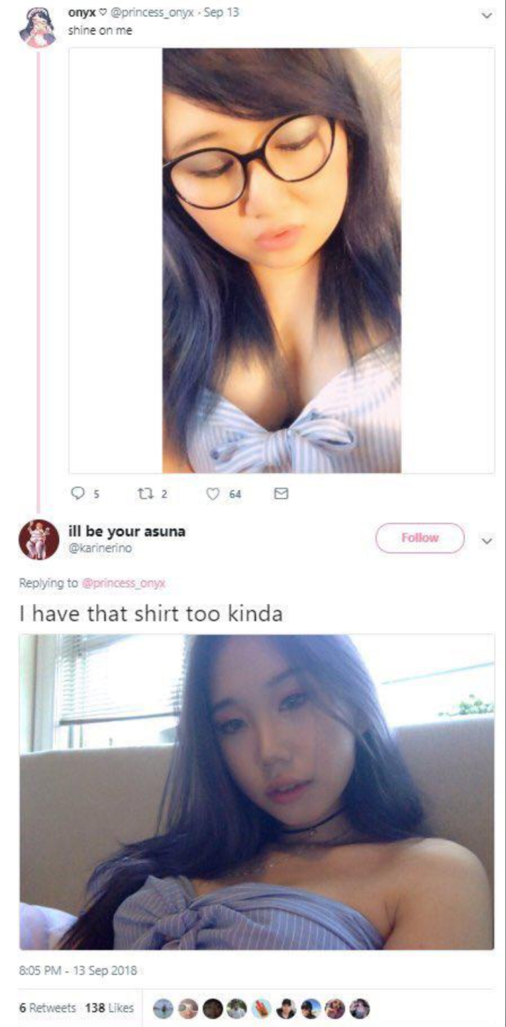 The original interaction "Shine on" "I have that shirt kinda" X exchange