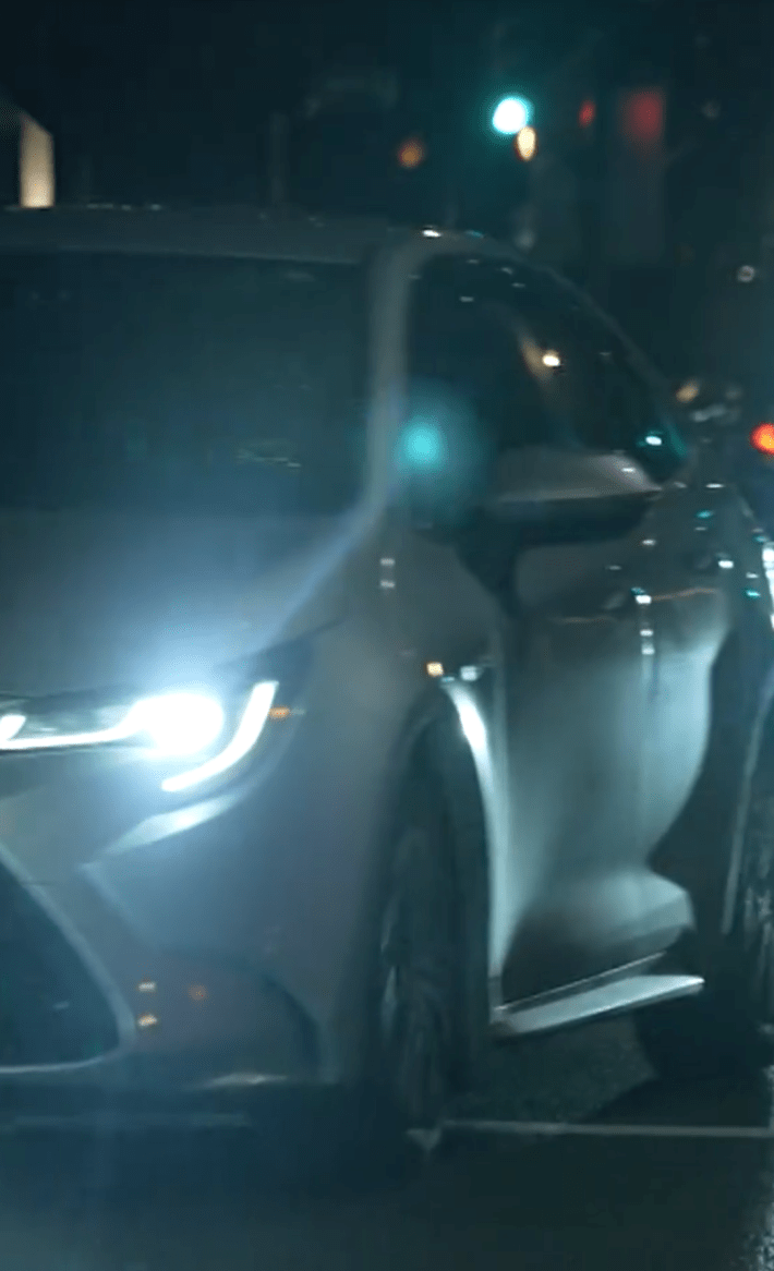 A still of B-roll from a car headlight