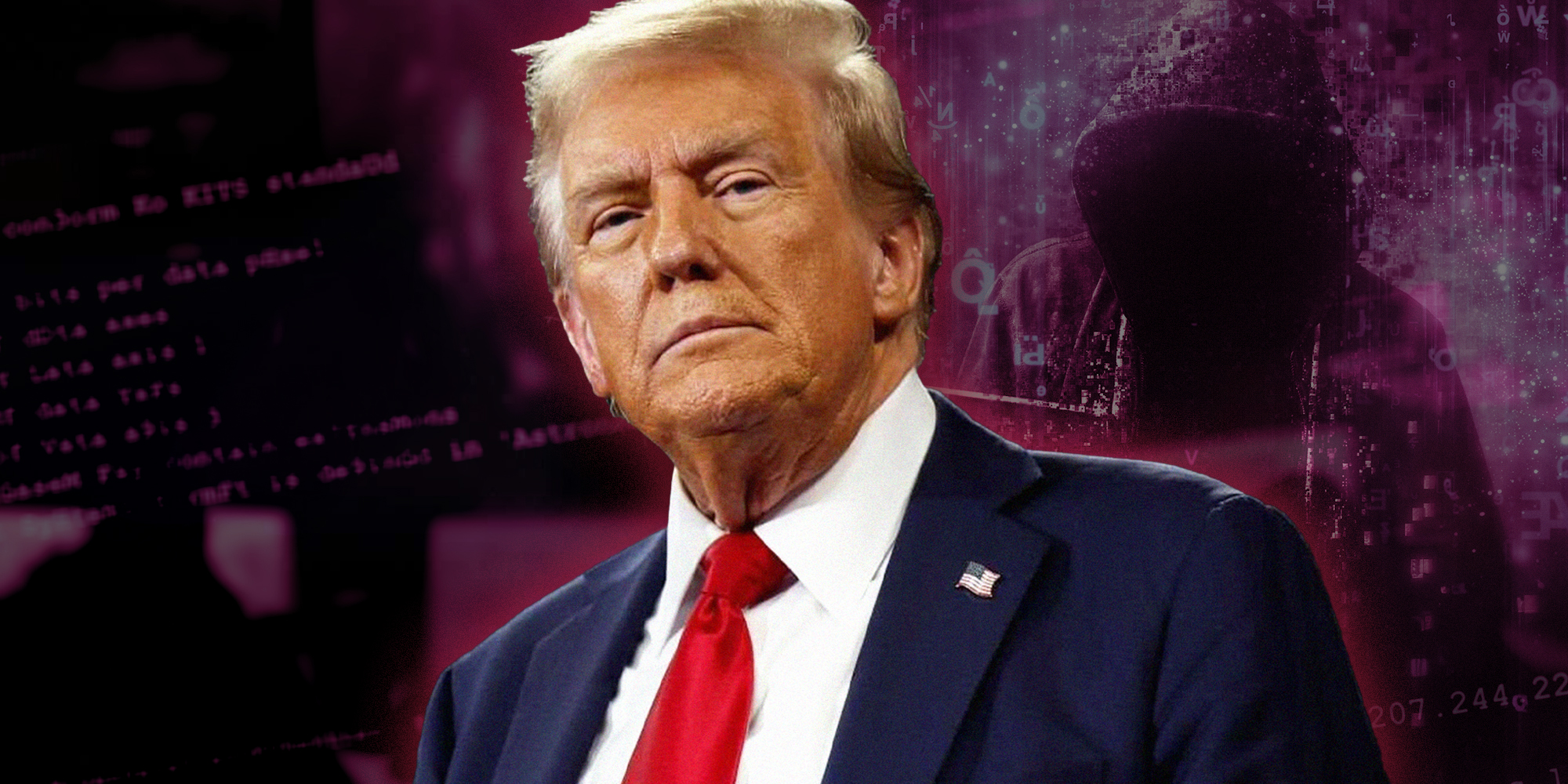 Donald Trump with Dark red background