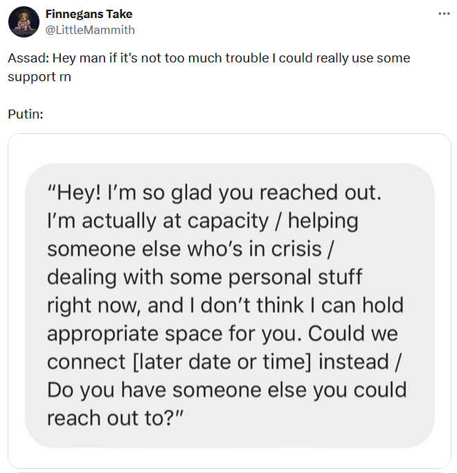 Meme with the "I'm so glad you reached out" text.