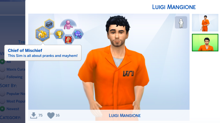 luigi mangione characters custom made in the sims 4 gallery