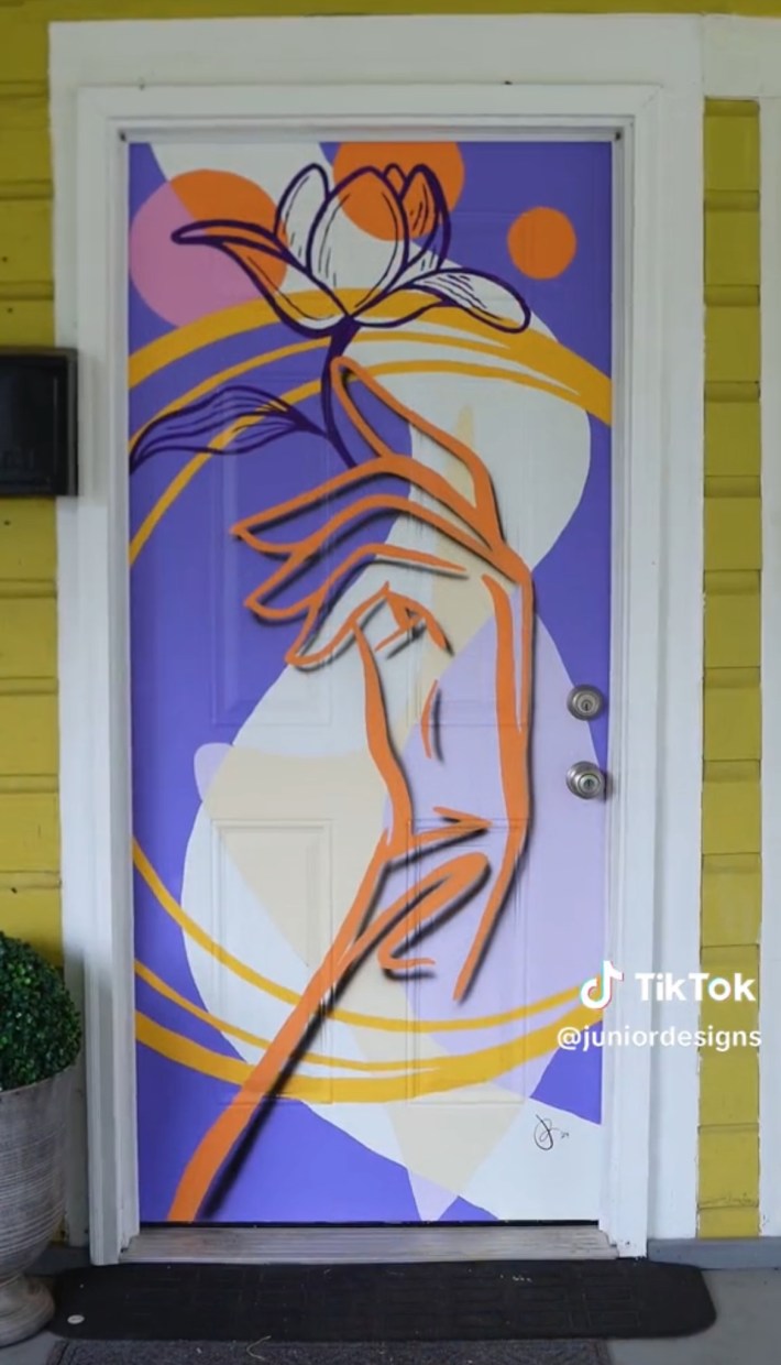 Multicolor mural on a door