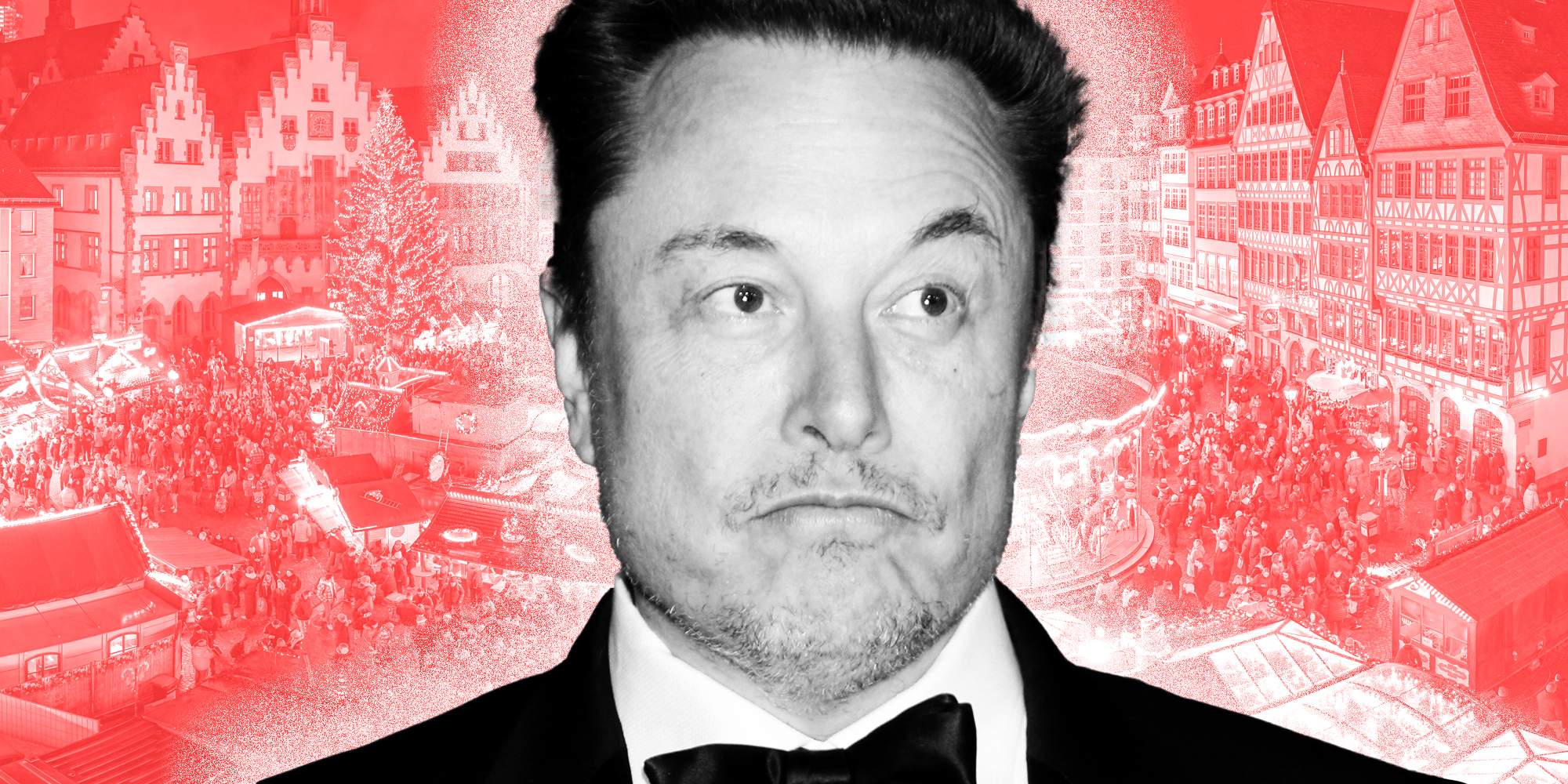 Elon Musk over German Christmas market