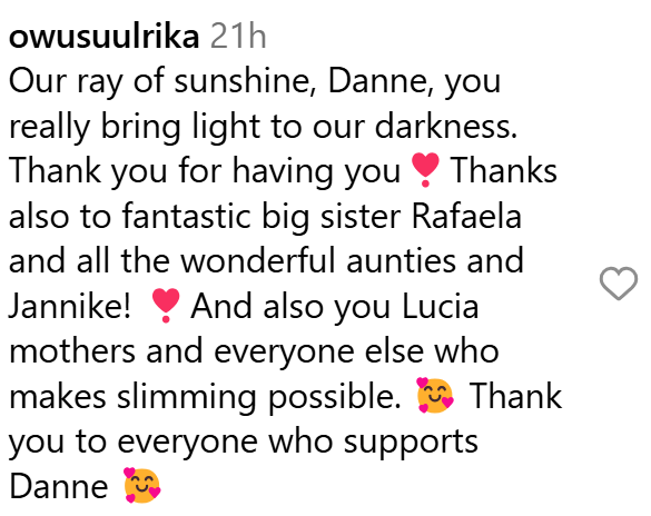 Instagram comment on a post by Finland's first Brown St. Lucia. It reads, "