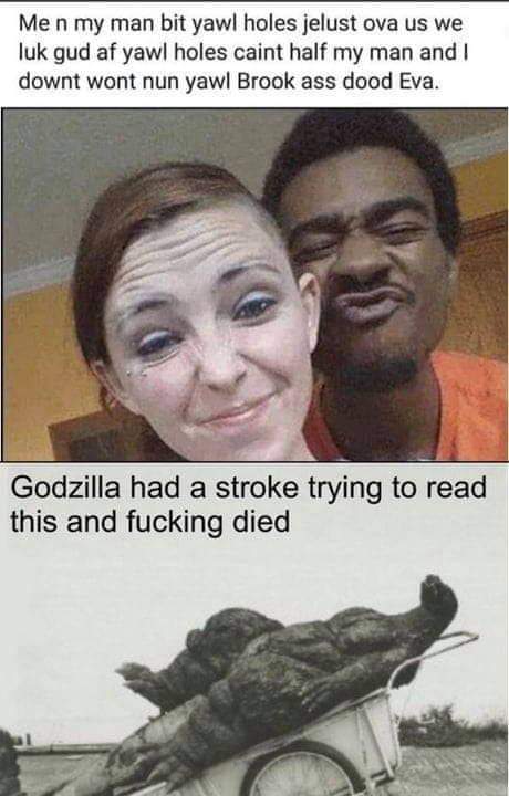 couple selfie godzilla had a stroke
