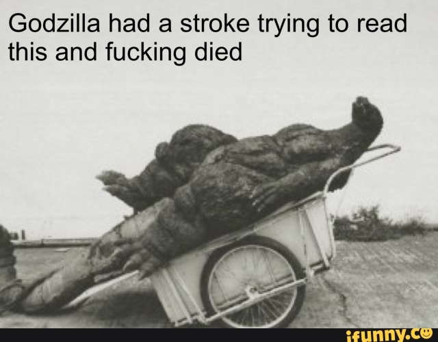 Godzilla had a stroke trying to read this and fucking died meme