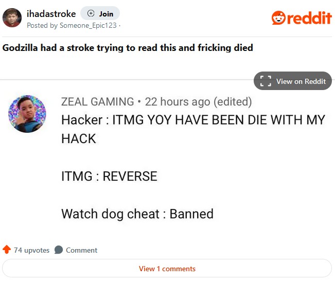 Godzilla had a stroke trying to read this and fricking died ban speech