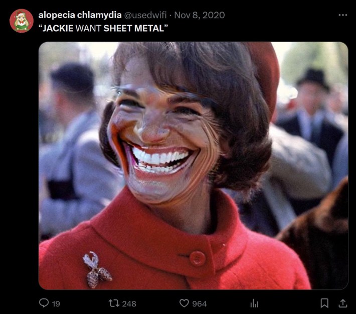 "jackie wants sheet metal" meme original