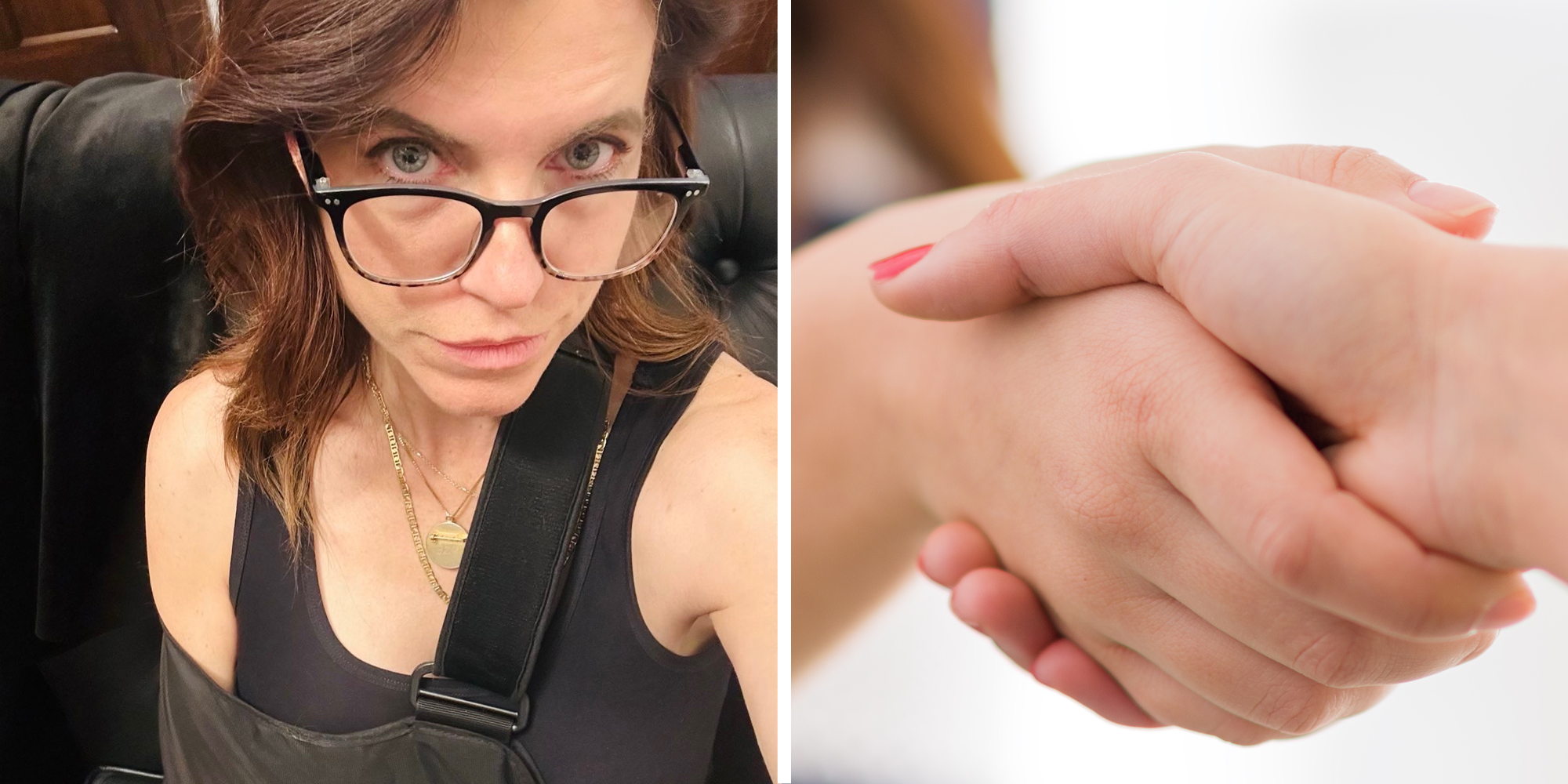 Nancy Mace(l), Hands shaking(r)