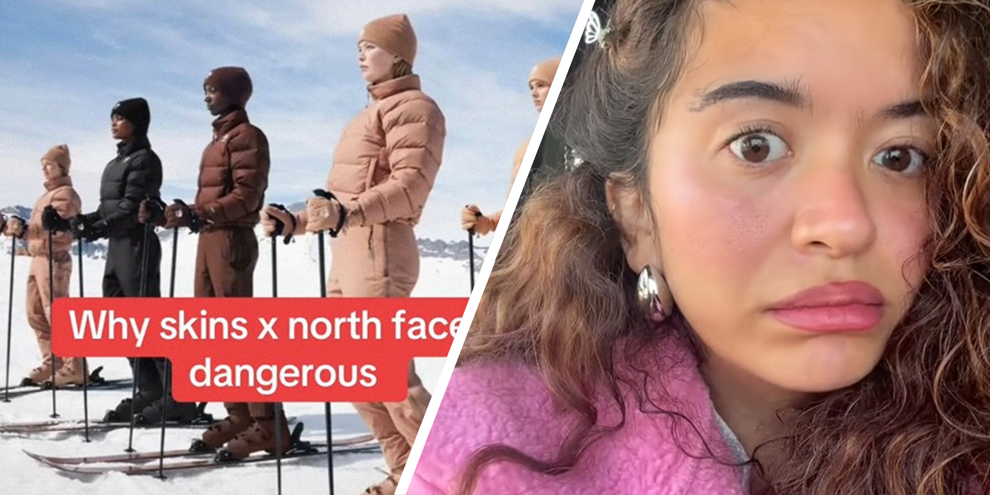 Woman reveals why the Skims x North Face collab can be dangerous to skiers