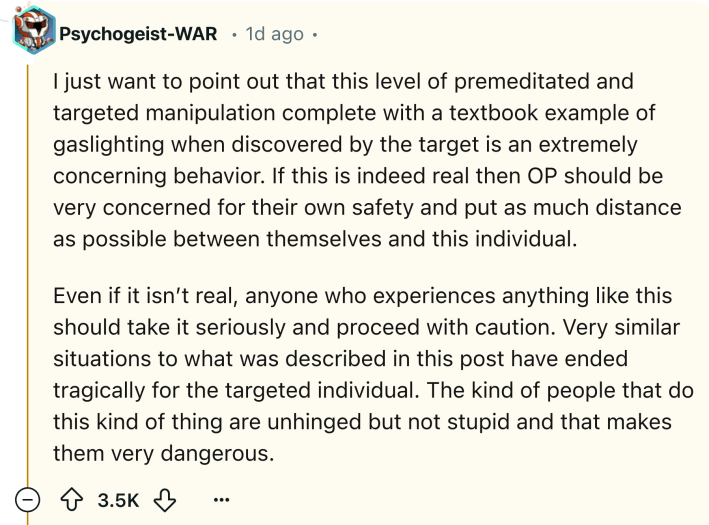 Reddit comment that reads, "