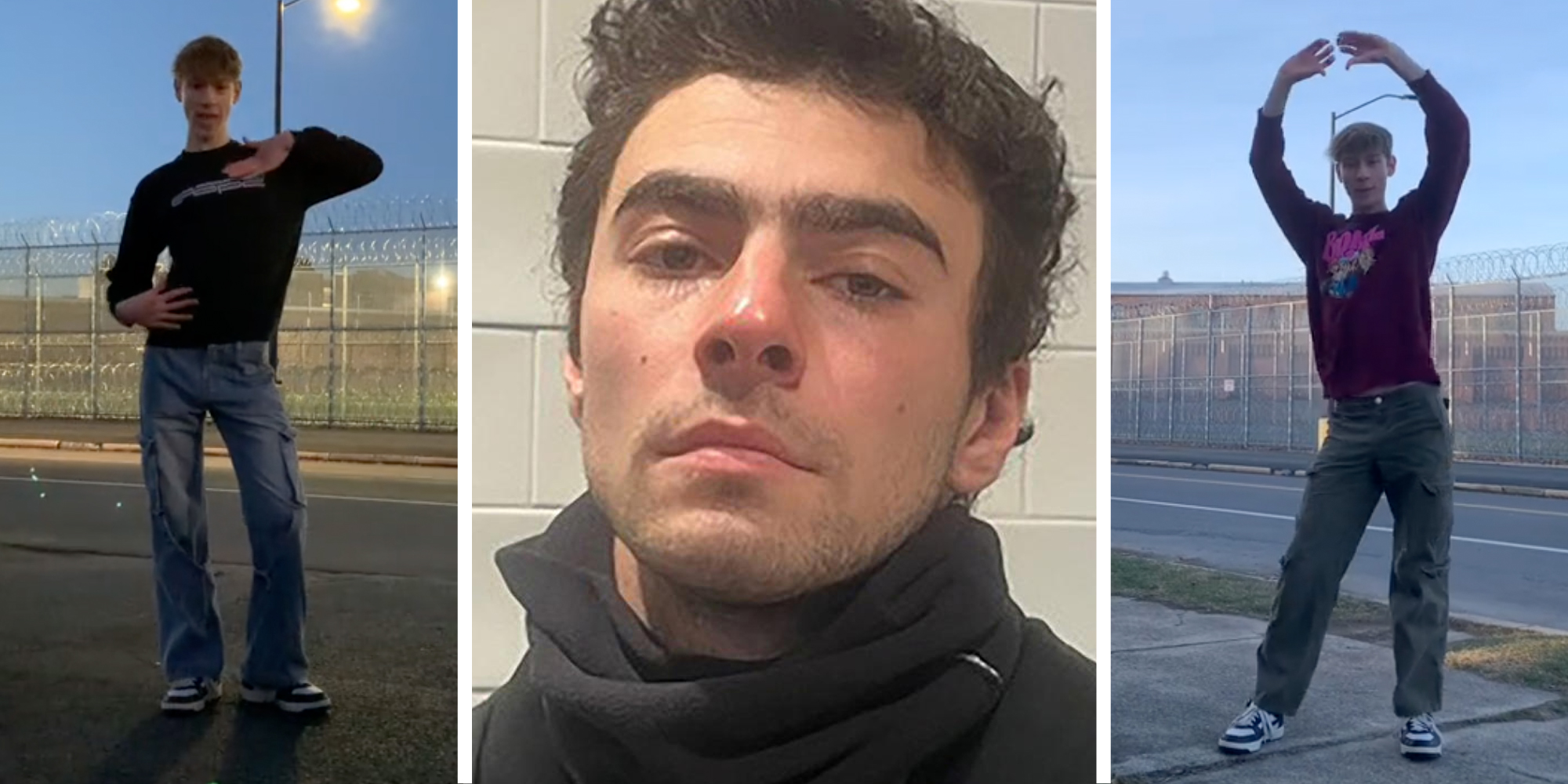 Man dancing(l+r), luigi mangione(c)