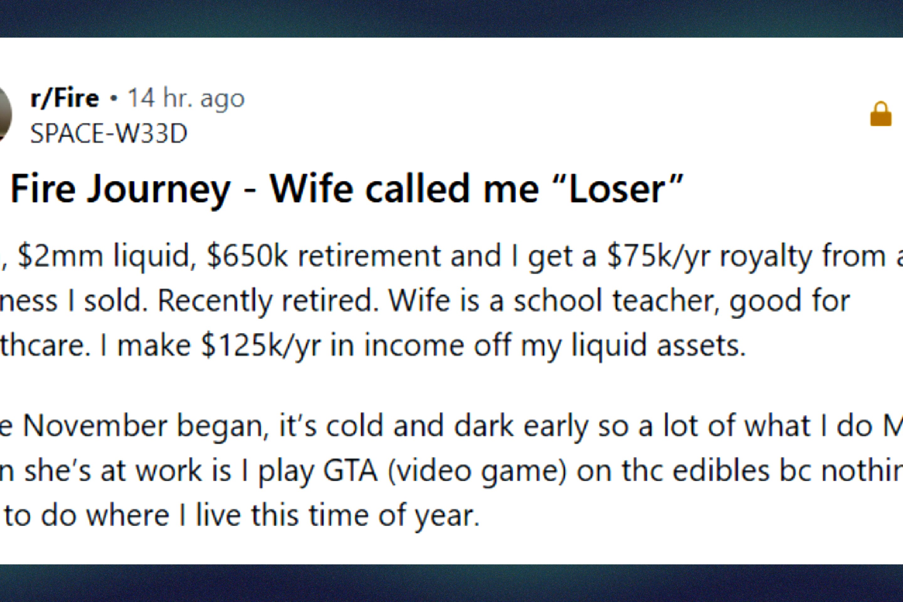 screengrab of a Reddit message.