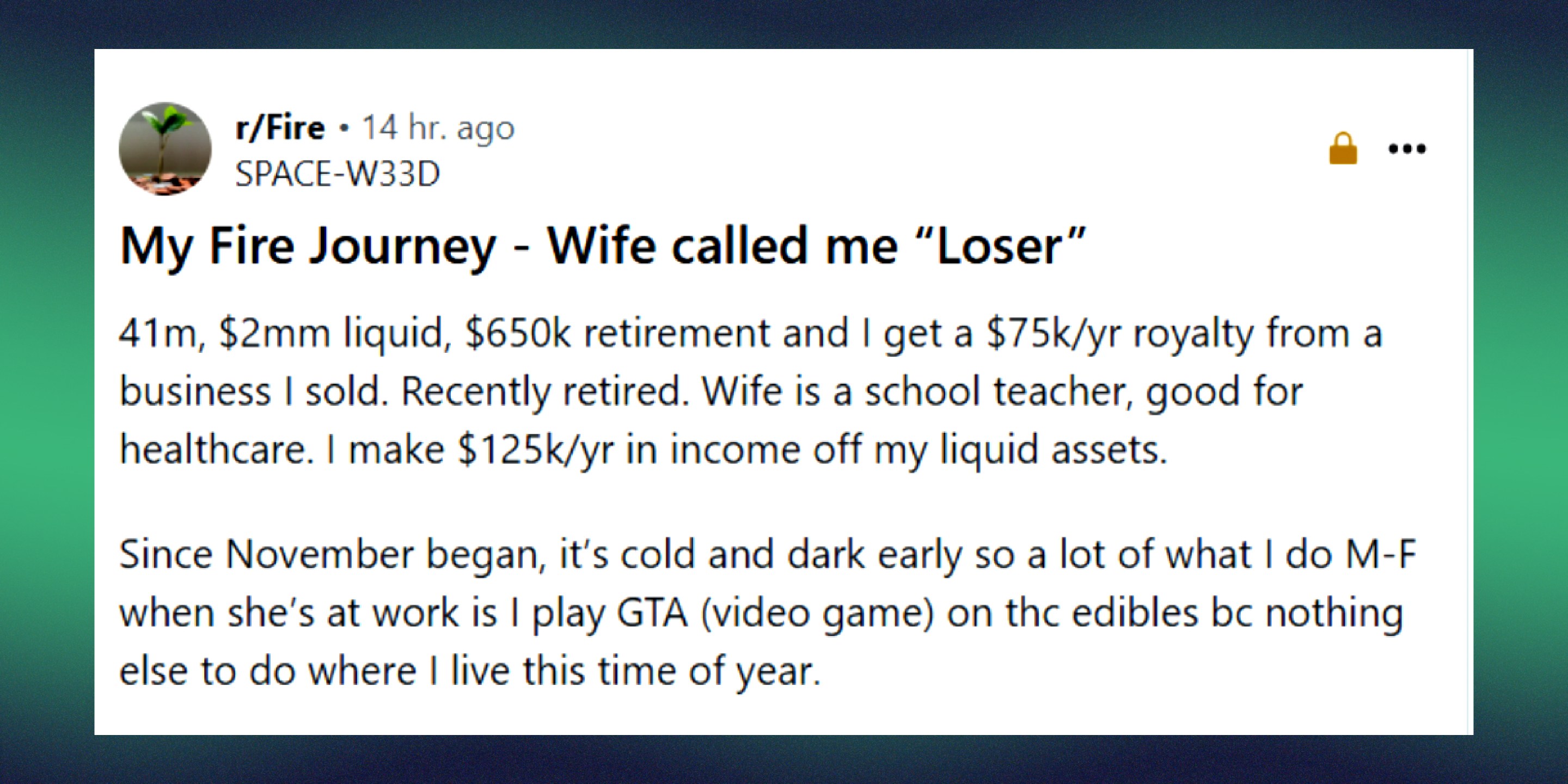 screengrab of a Reddit message.