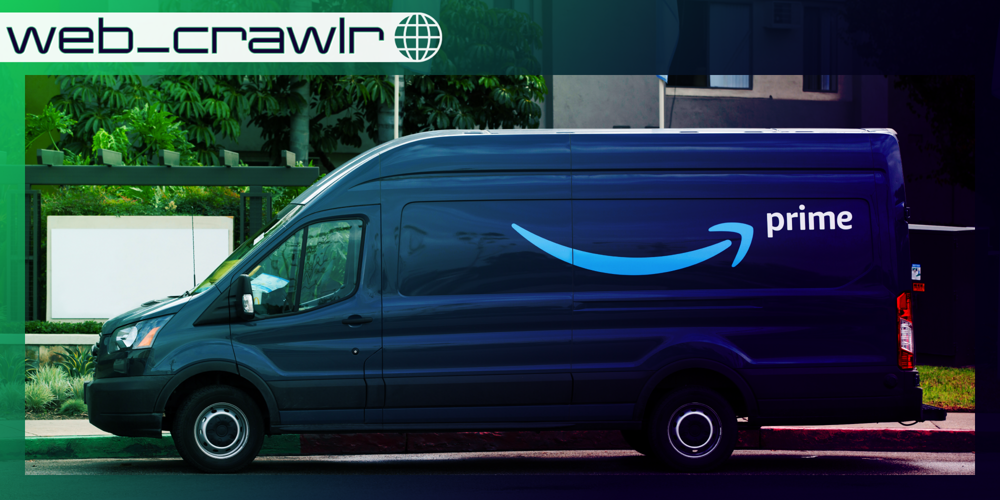 An Amazon truck. The Daily Dot newsletter web_crawlr logo is in the top left corner.
