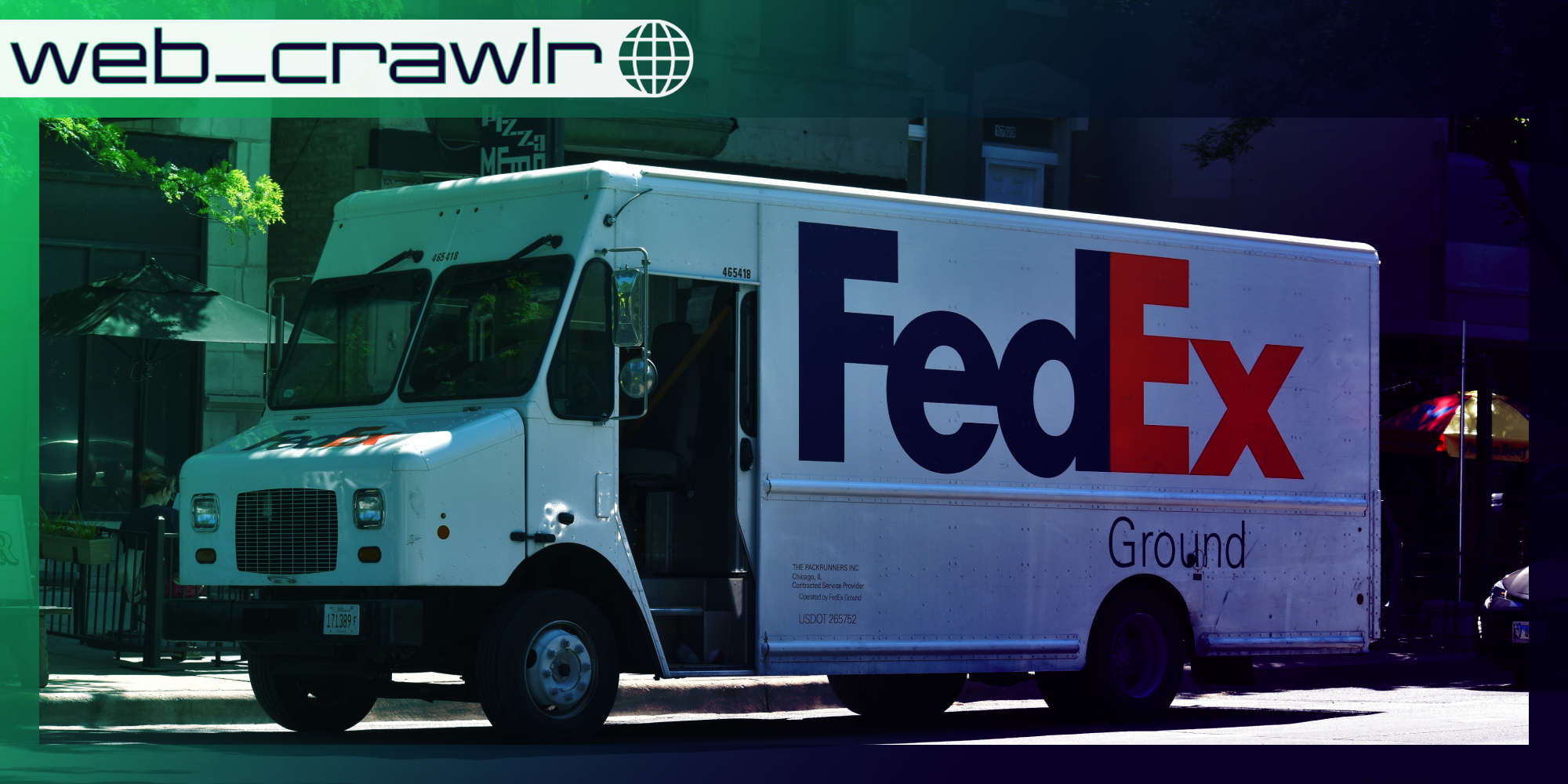 A FedEx truck. The Daily Dot newsletter web_crawlr logo is in the top left corner.