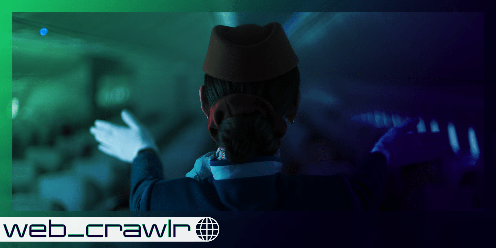 A flight attendant. The Daily Dot newsletter web_crawlr logo is in the bottom left corner.