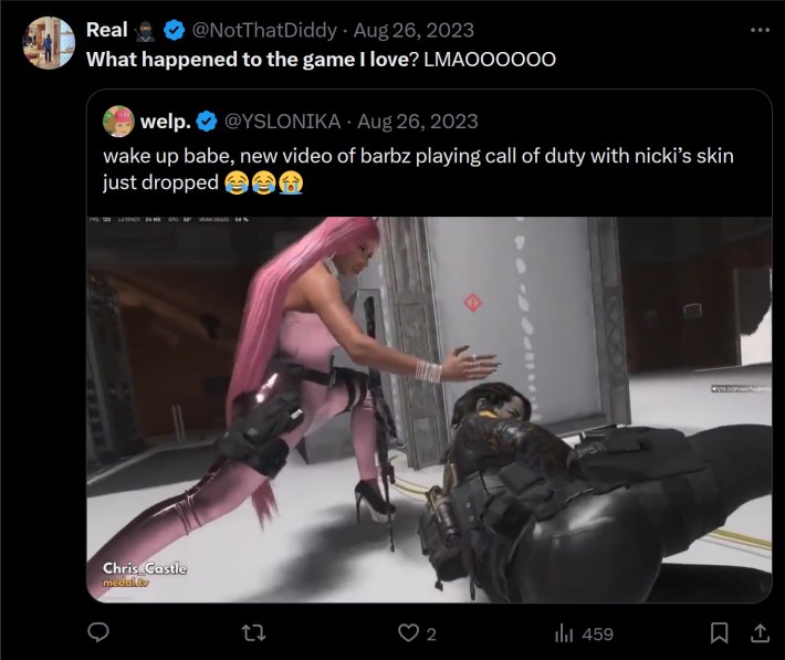 nicki minaj skin call of duty "what happened to the game i love"