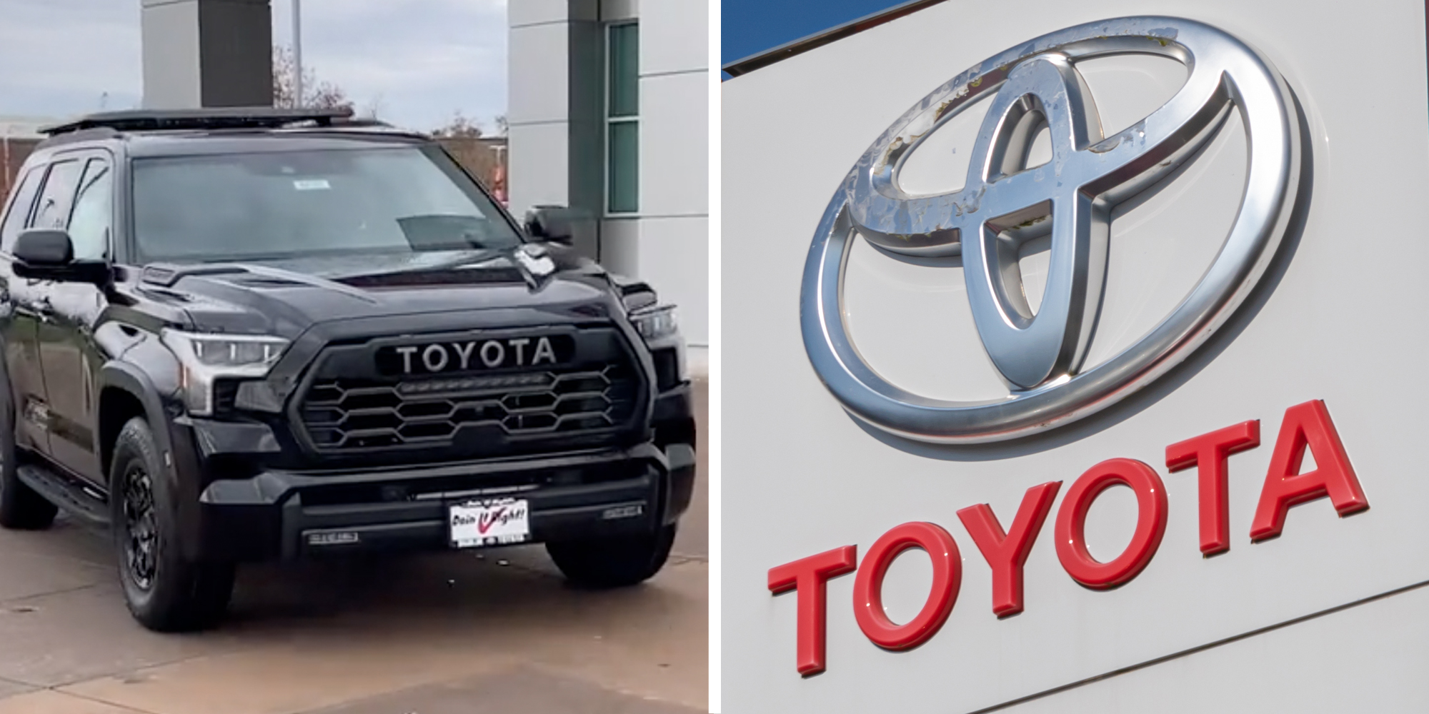 Toyota Sequoia(l), Toyota sign(r)