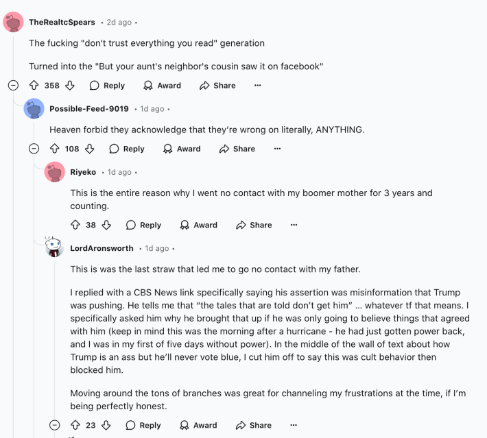 A comment thread of reactions to @Funtanyl's original TikTok video