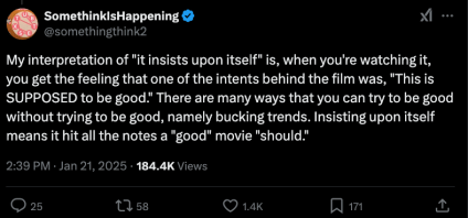 "For those who don’t understand what 'insists upon itself' means," user