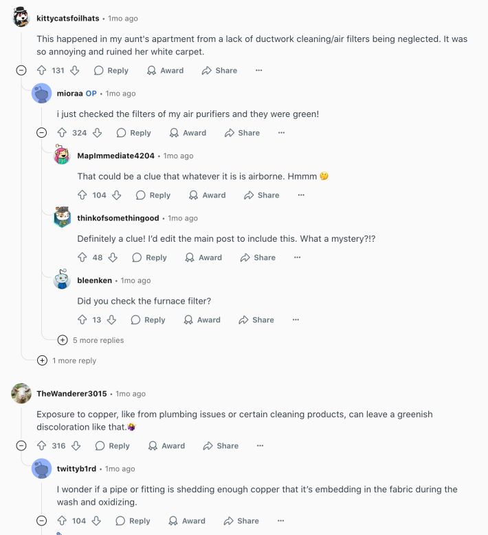 Suggestions about why Reddit poster's house is all green