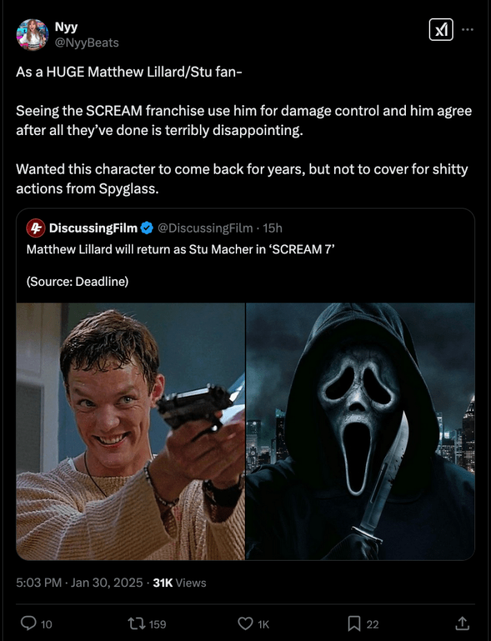 A tweet sharing Lillard's return but criticizing spyglass