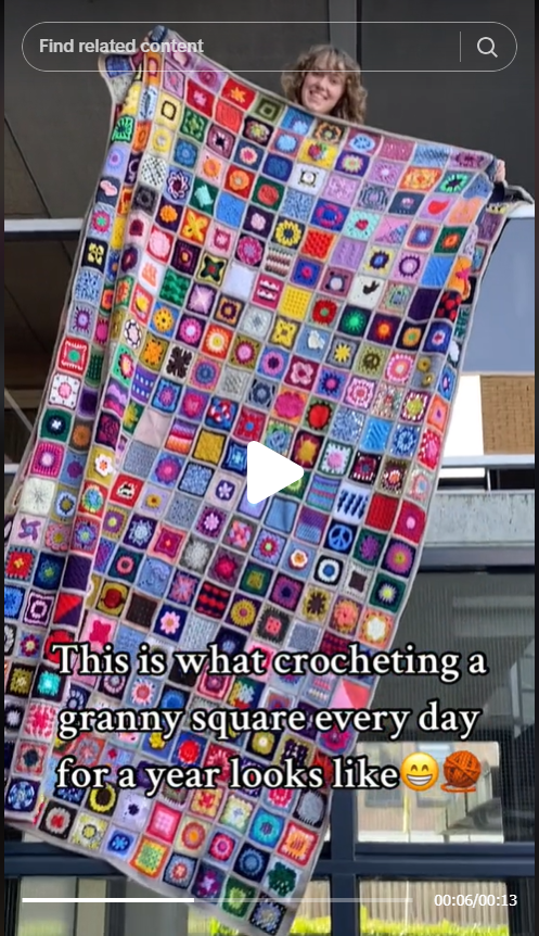TikTok screenshot featuring crochet