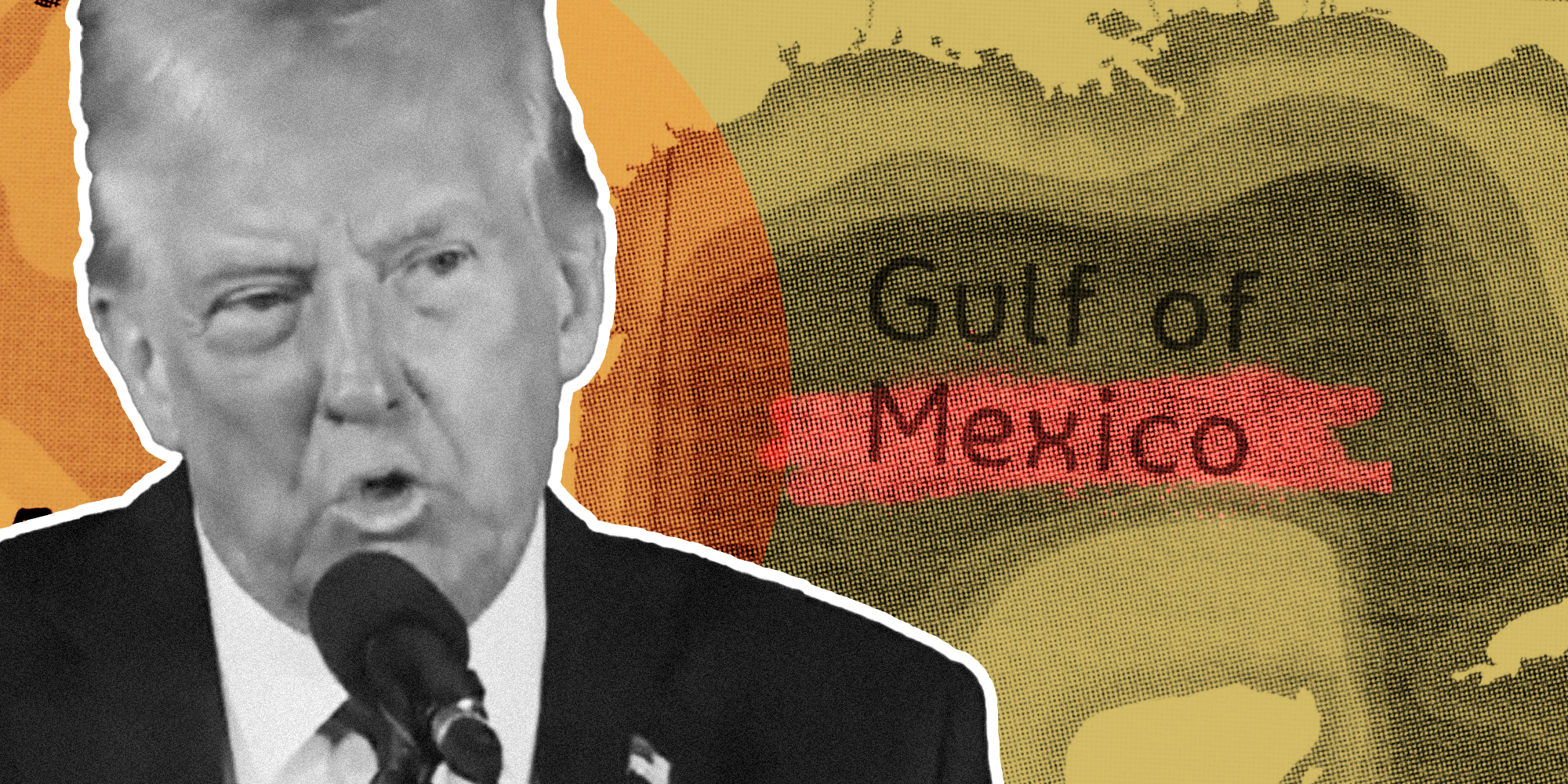 Donald Trump over gulf of mexico