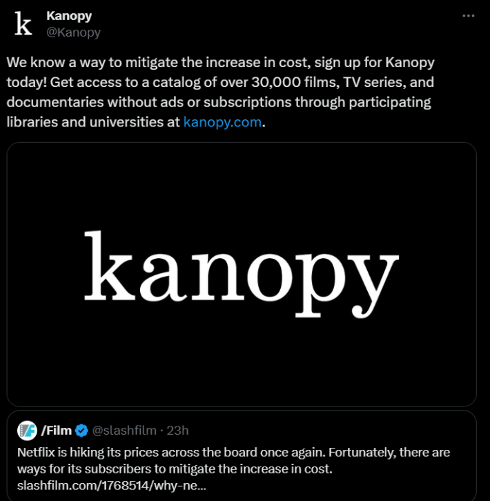 Screenshot of X post discussing Netflix price increase 2025