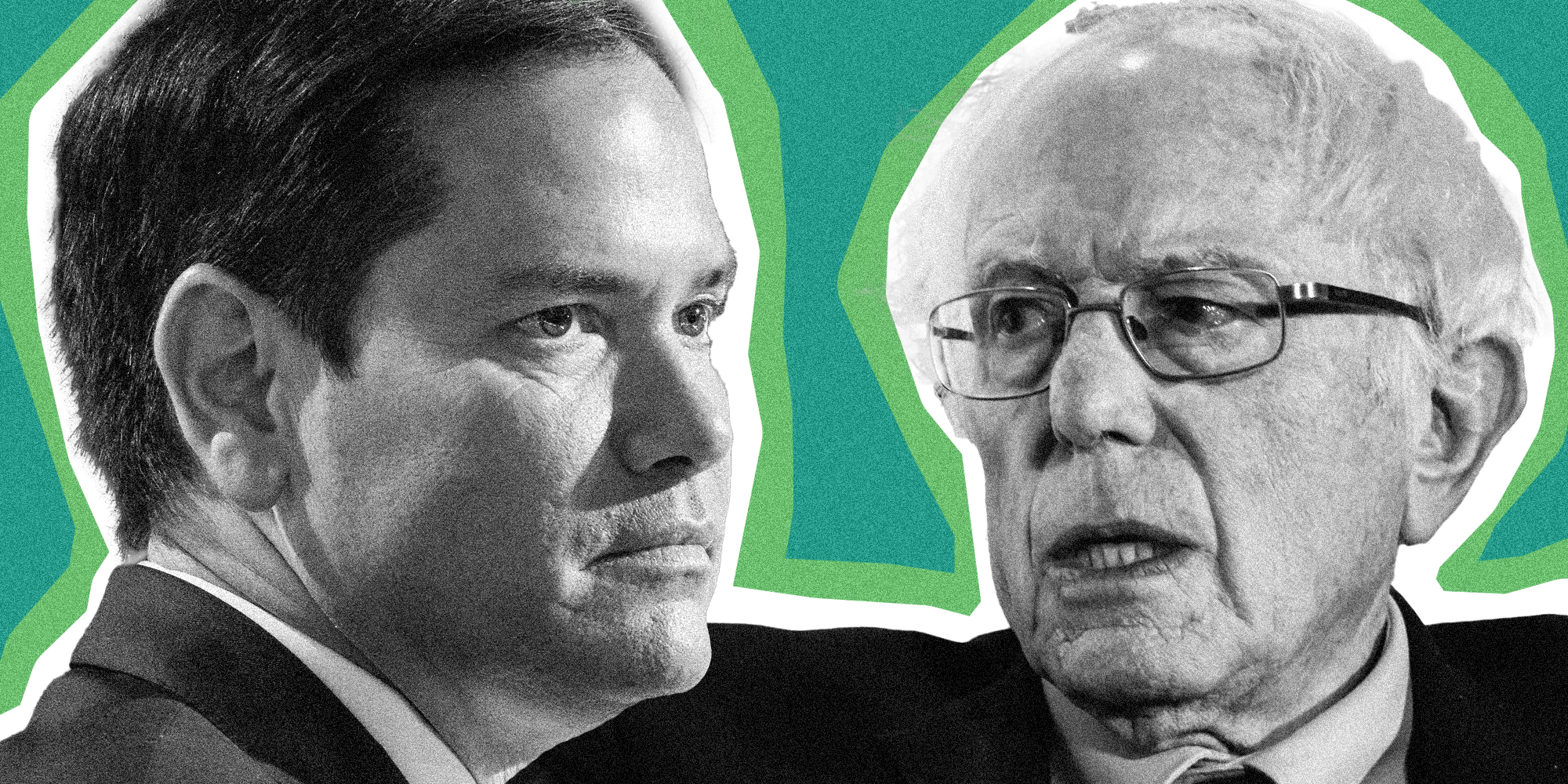 Marco Rubio(l), Bernie Sanders(r)