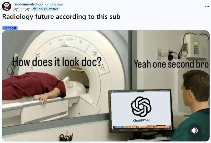 ChatGPT scan meme saying this is radiology's future.