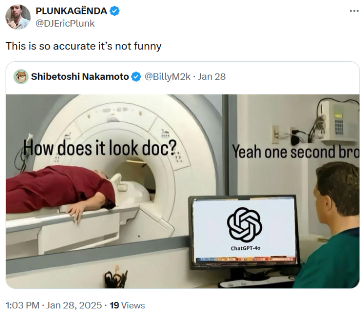 ChatGPT scan meme with a comment saying it's not funny.